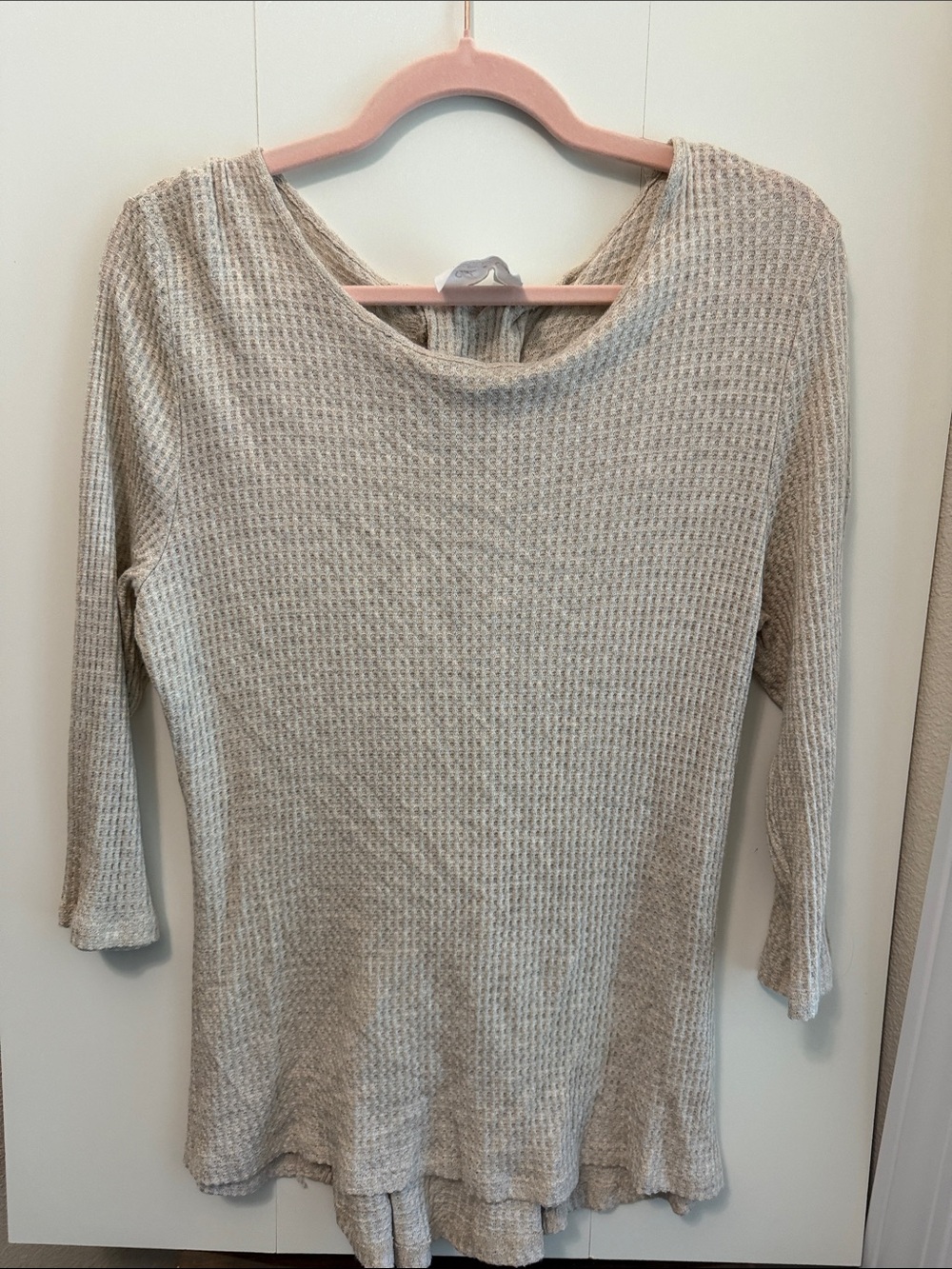 Sadie & Sage Cream Waffle Knit Long Sleeve Tunic